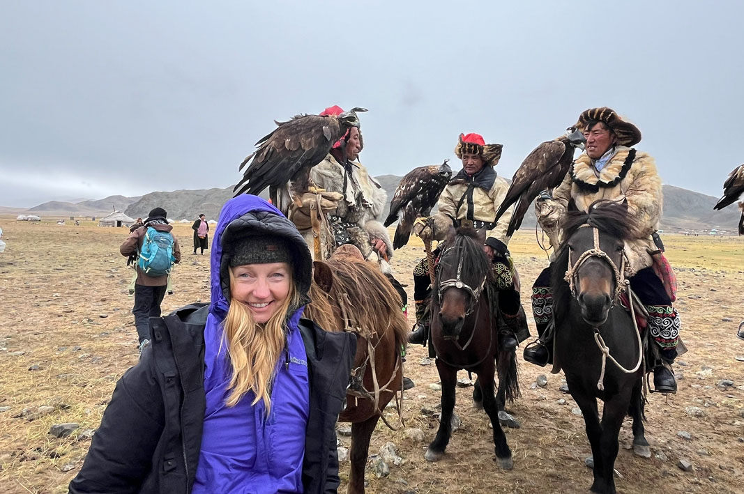 Gill Woodley at the Mongolian Eagle Festival.